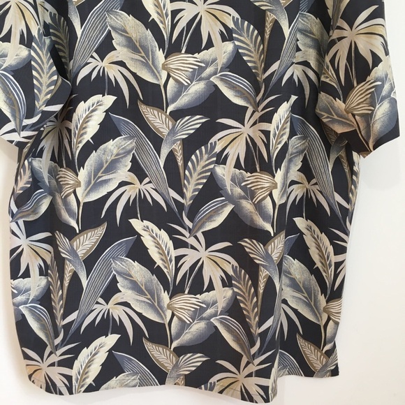 Axist Y2K Boho silk Hawaiian Tropical leaf print short sleeve button up shirt - Picture 7 of 15